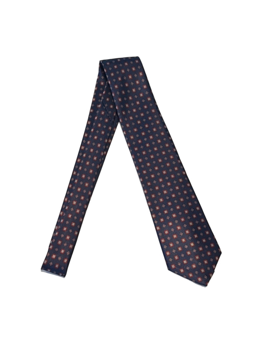 Navy and Red Geometric Tie